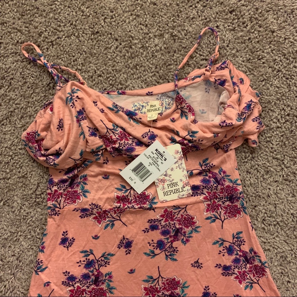 NWT Floral Print Pink Ruffle top Sundress - Picture 4 of 7